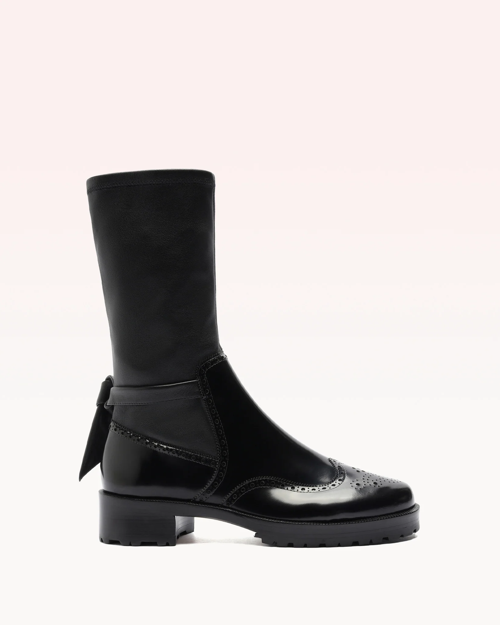 Clarita Motorcycle Brogue Boot Black