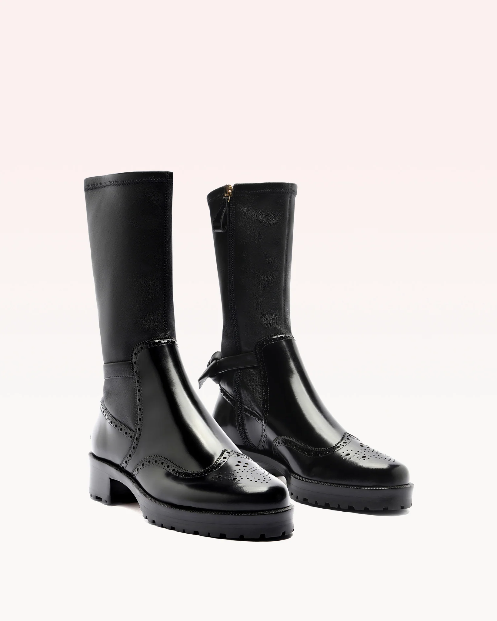 Clarita Motorcycle Brogue Boot Black - Image 2