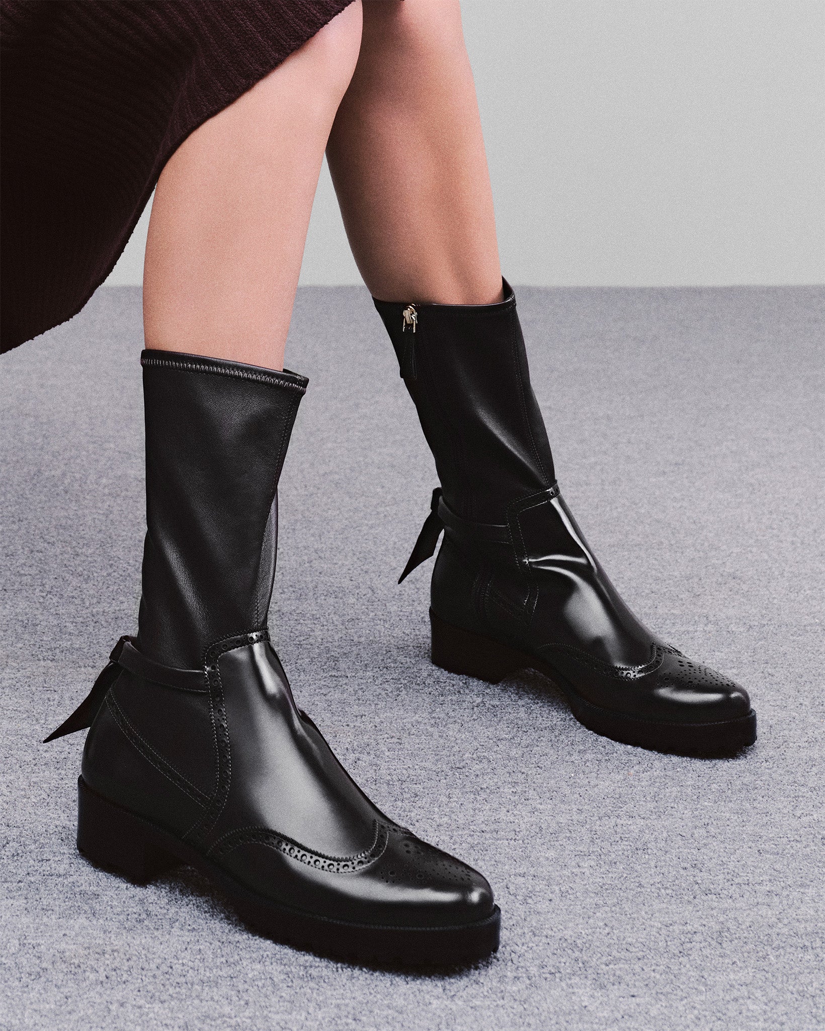 Clarita Motorcycle Brogue Boot Black - Image 5